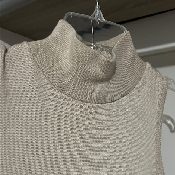 Sleeveless Cream Knit Midi Dress with Black Stripes - Picture 3 of 8